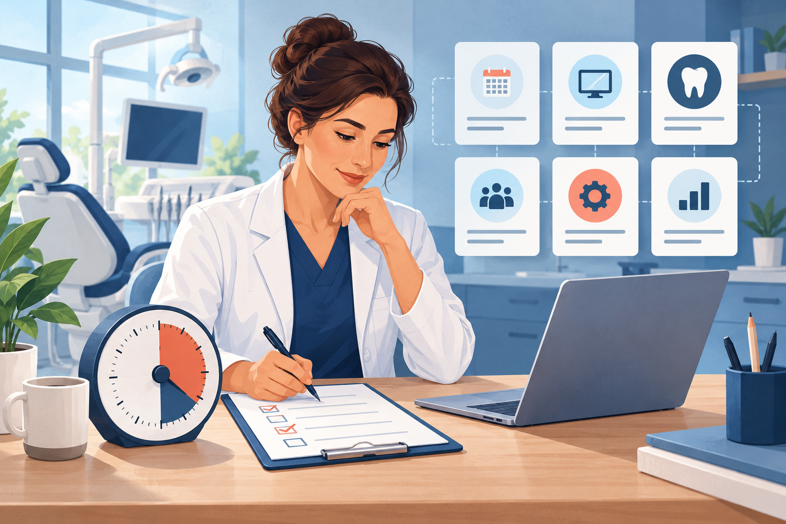 A dental practice owner completing a timed technology audit